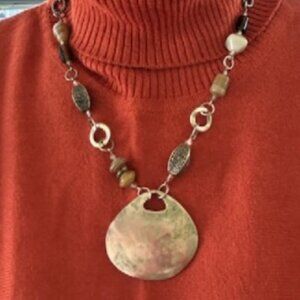 Bohemian Brass Necklace with glass beads